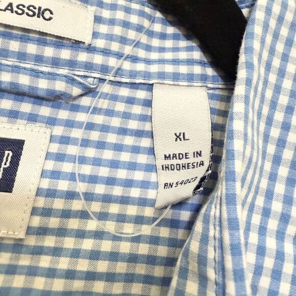 Men Classic-Fit Everyday Button Down Shirt in Light Blue Gingham Extra Large - Picture 7 of 8